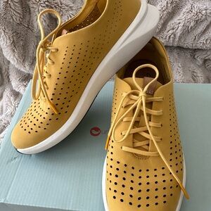 Clarks Yellow Perforated Lace-Up Sneakers
